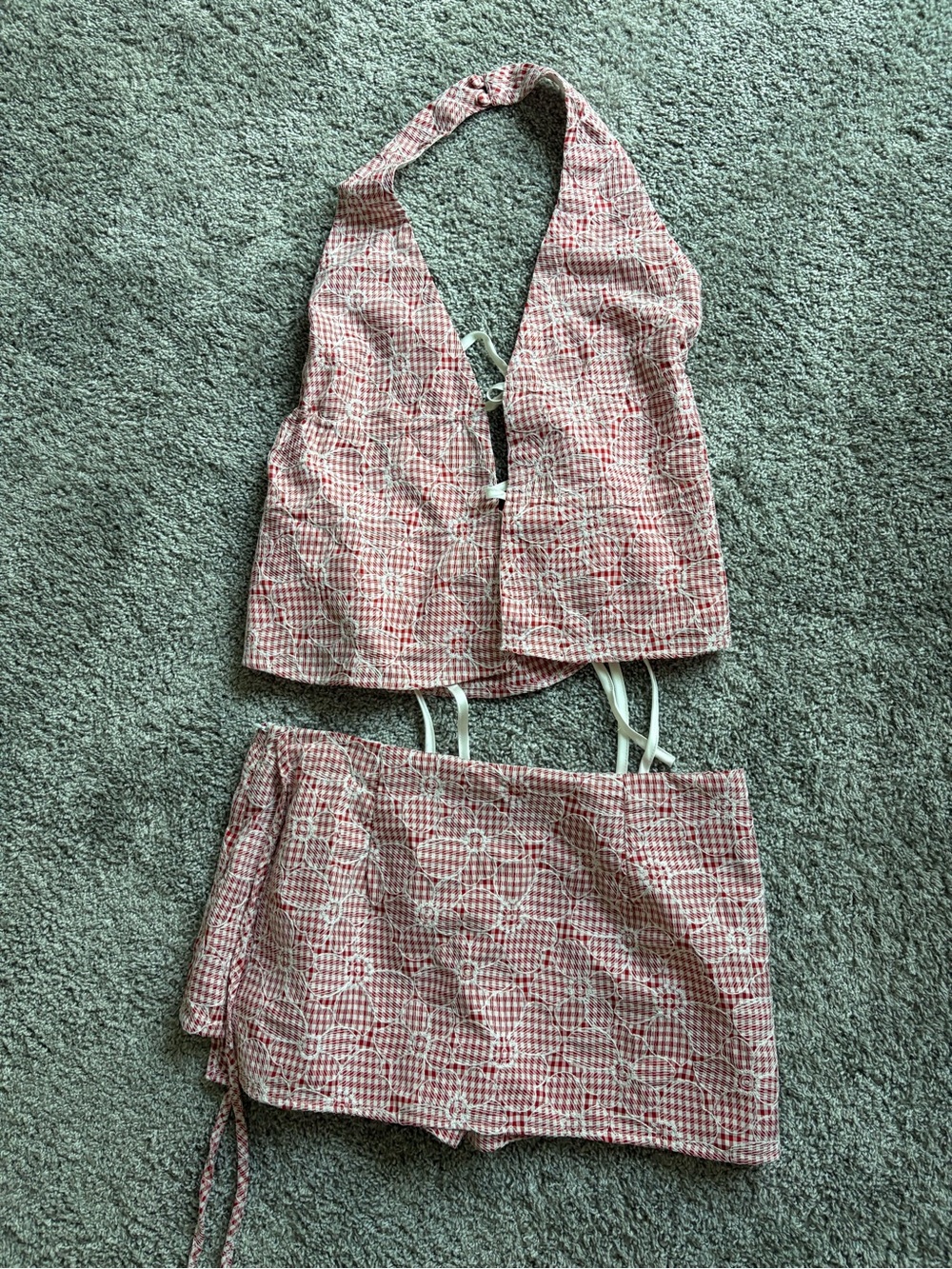 Red Gingham Halter Skirt Set – Women